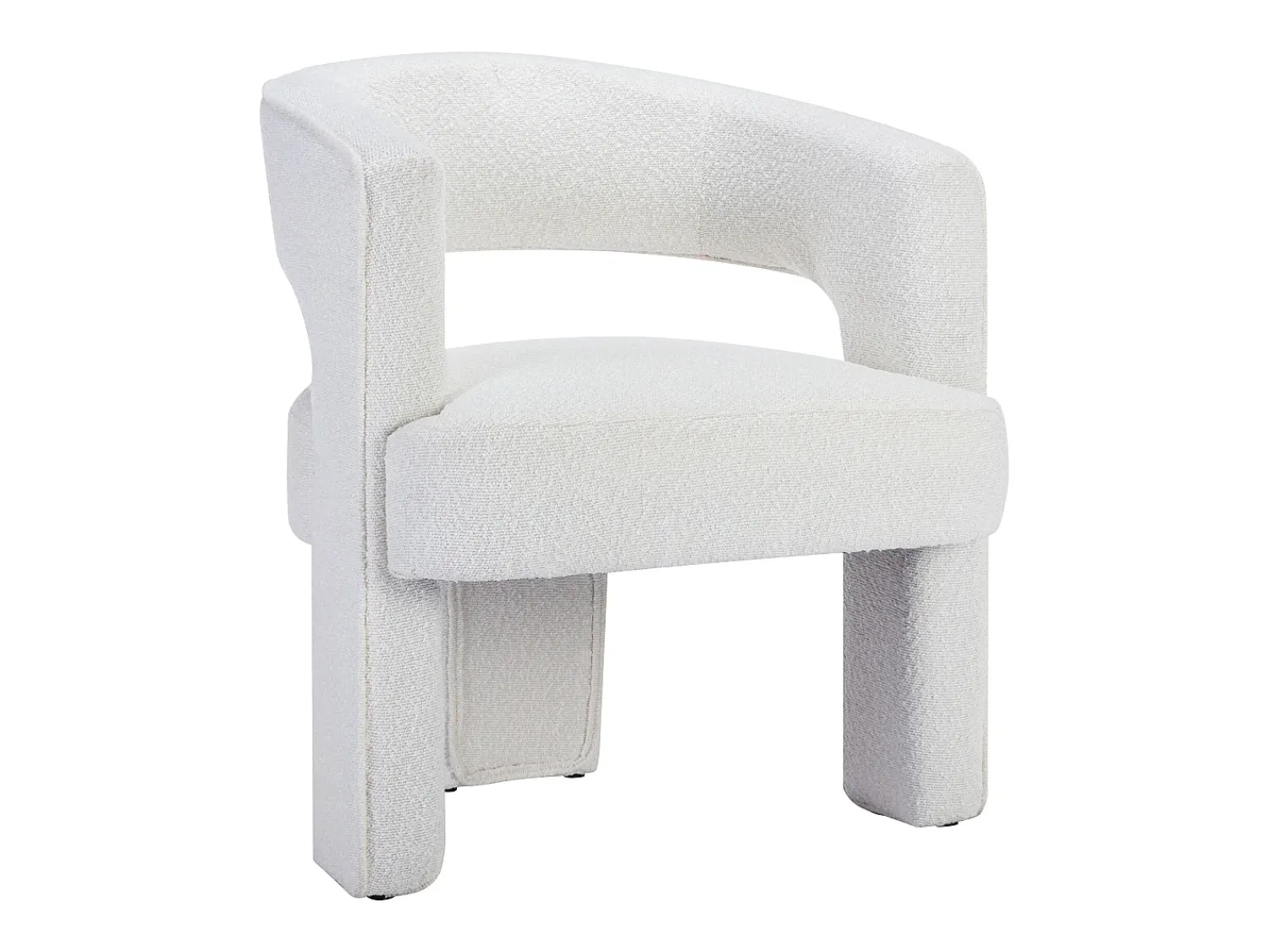 Online Vente-unique Poltrona em tecido bouclé de cor branca - FONTANOVA Branco