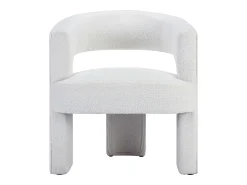 Online Vente-unique Poltrona em tecido bouclé de cor branca - FONTANOVA Branco