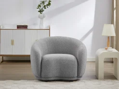Poltrona*Vente-unique Poltrona em tecido bouclé cinza BOVANA de Pascal Morabito Cinzento