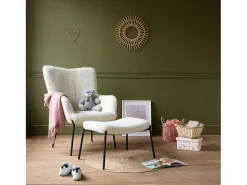 Discount Happy Garden Poltrona em tecido bouclette com apoio para os pés EIRA Bege