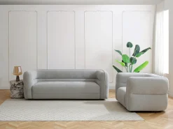 Poltrona*Vente-unique Poltrona em tecido chenille cinza produto eco-responsável TALIENA Cinzento
