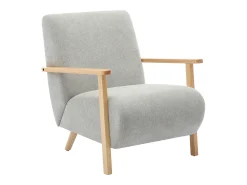 Poltrona|Vente-unique Poltrona em tecido cinza e madeira estilo contemporâneo JULOMO Cinzento