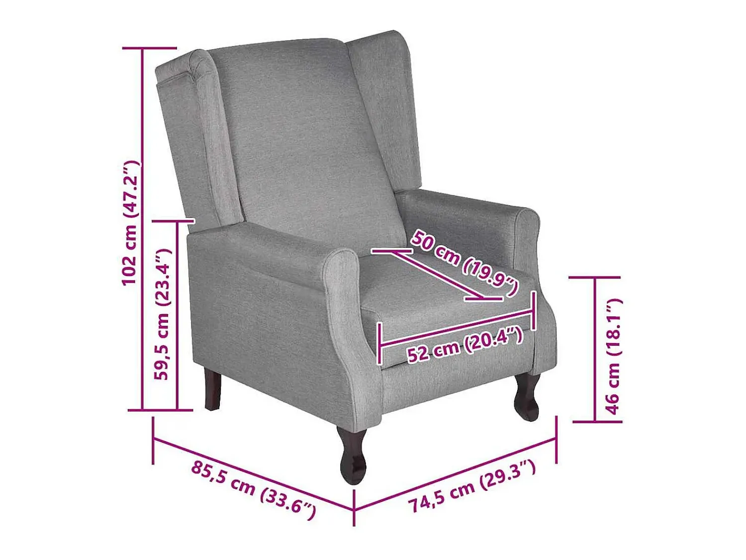 vidaxl Poltrona em tecido^ Poltrona