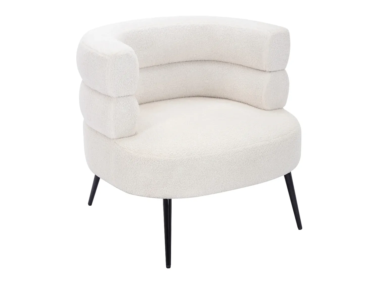 Poltrona|Vente-unique Poltrona em tecido com acabamento bouclé cor branca CAMEDO Branco