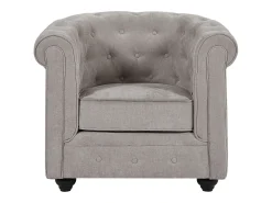 Online Vente-unique Poltrona em tecido cor cinza forma mítica CHESTERFIELD Cinzento