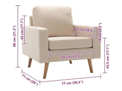 New vidaxl Poltrona em tecido Creme