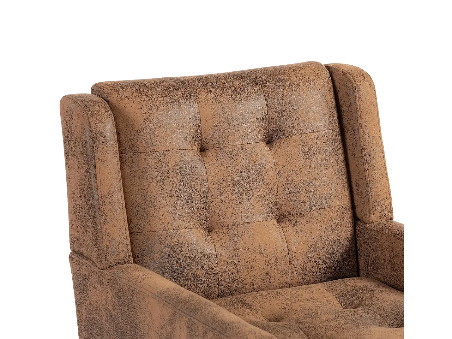 Clearance Hauss Spole Poltrona em tecido de camurça cor café - Pés em madeira preta Camel