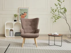 Poltrona|Vente-unique Poltrona em tecido capitonê, estilo escandinavo VATELY Taupe