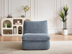 Poltrona|Vente-unique Poltrona em tecido texturizado moderno cor LOLEVA Azul