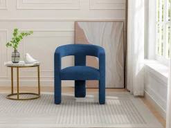 Hot Vente-unique Poltrona em tecido texturizado estilo design FAVINA Azul