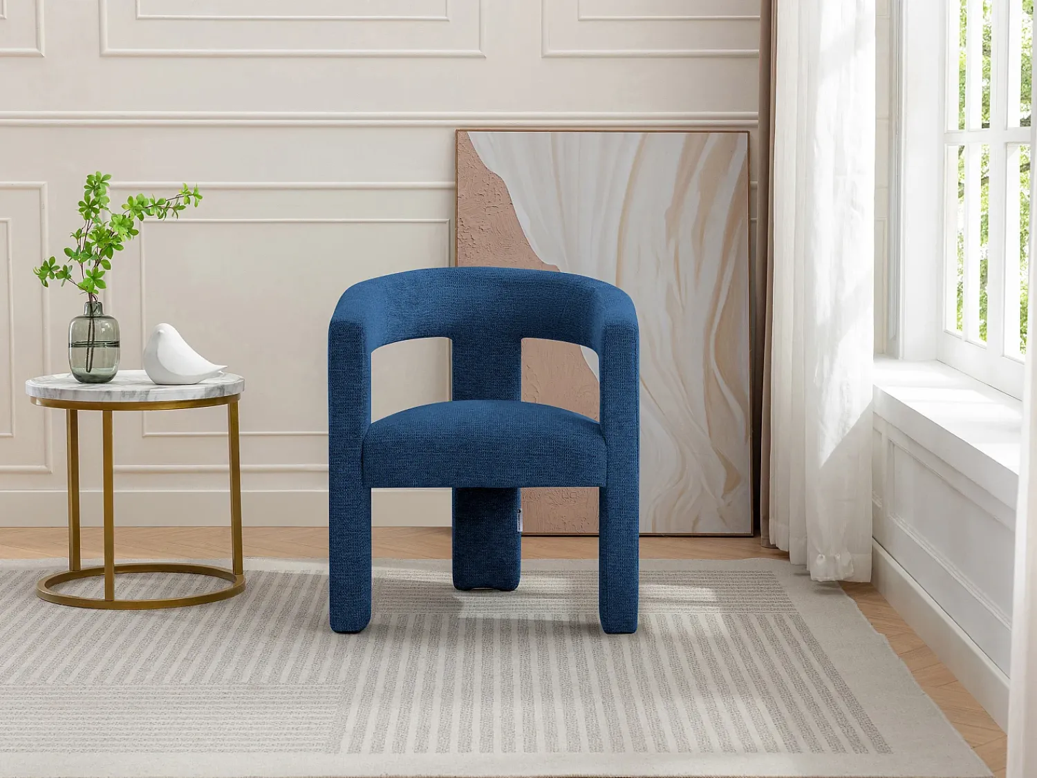 Hot Vente-unique Poltrona em tecido texturizado estilo design FAVINA Azul