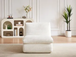 Poltrona|Vente-unique Poltrona em tecido texturizado cor marfim LOLEVA Branco