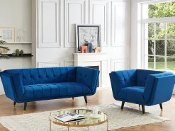 Poltrona*Vente-unique Poltrona em veludo azul-escuro - SAMANTHA II Azul escuro