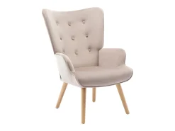 Poltrona|Vente-unique Poltrona em veludo capitonê, estilo escandinavo - VATELY Bege