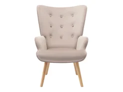 Poltrona|Vente-unique Poltrona em veludo capitonê, estilo escandinavo - VATELY Bege