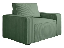 Vente-unique Poltrona em veludo canelado verde amêndoa de estilo design AMELIA^ Poltrona