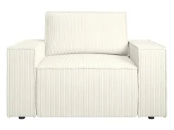 New Vente-unique Poltrona em veludo canelado de estilo design AMELIA Branco