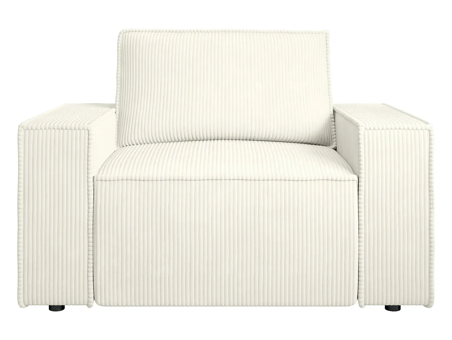 New Vente-unique Poltrona em veludo canelado de estilo design AMELIA Branco