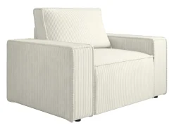 New Vente-unique Poltrona em veludo canelado de estilo design AMELIA Branco