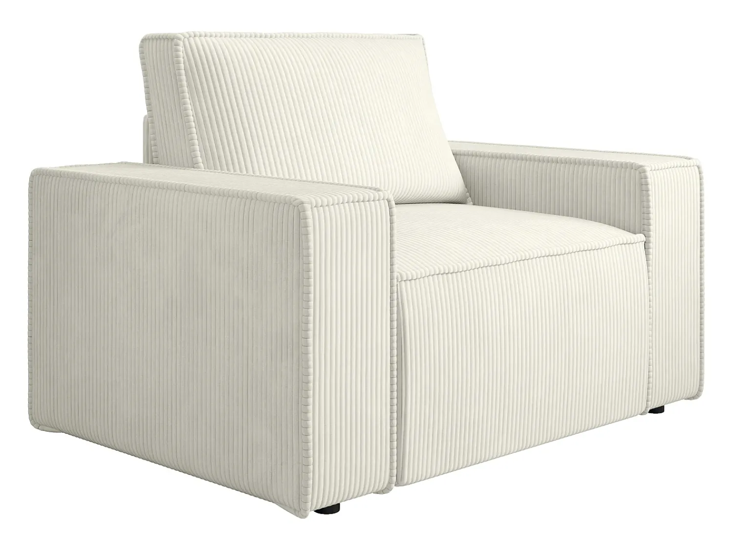 New Vente-unique Poltrona em veludo canelado de estilo design AMELIA Branco