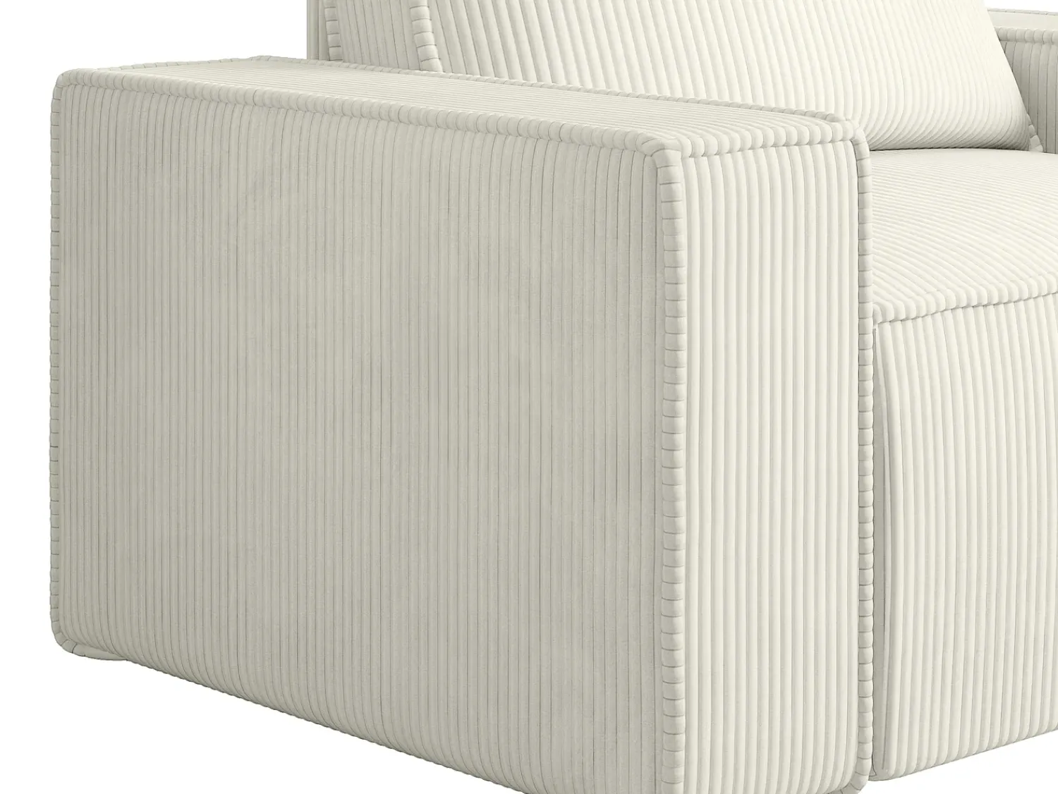 New Vente-unique Poltrona em veludo canelado de estilo design AMELIA Branco
