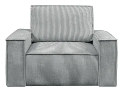 Poltrona|Vente-unique Poltrona em veludo canelado cinza-claro com estilo design AMELIA Cinzento claro