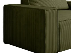 Hot Vente-unique Poltrona em veludo canelado verde oliva de estilo design AMELIA Caqui