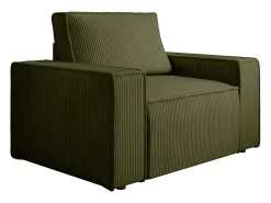 Hot Vente-unique Poltrona em veludo canelado verde oliva de estilo design AMELIA Caqui