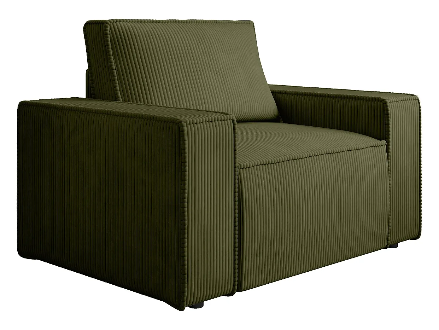 Hot Vente-unique Poltrona em veludo canelado verde oliva de estilo design AMELIA Caqui