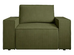 Hot Vente-unique Poltrona em veludo canelado verde oliva de estilo design AMELIA Caqui