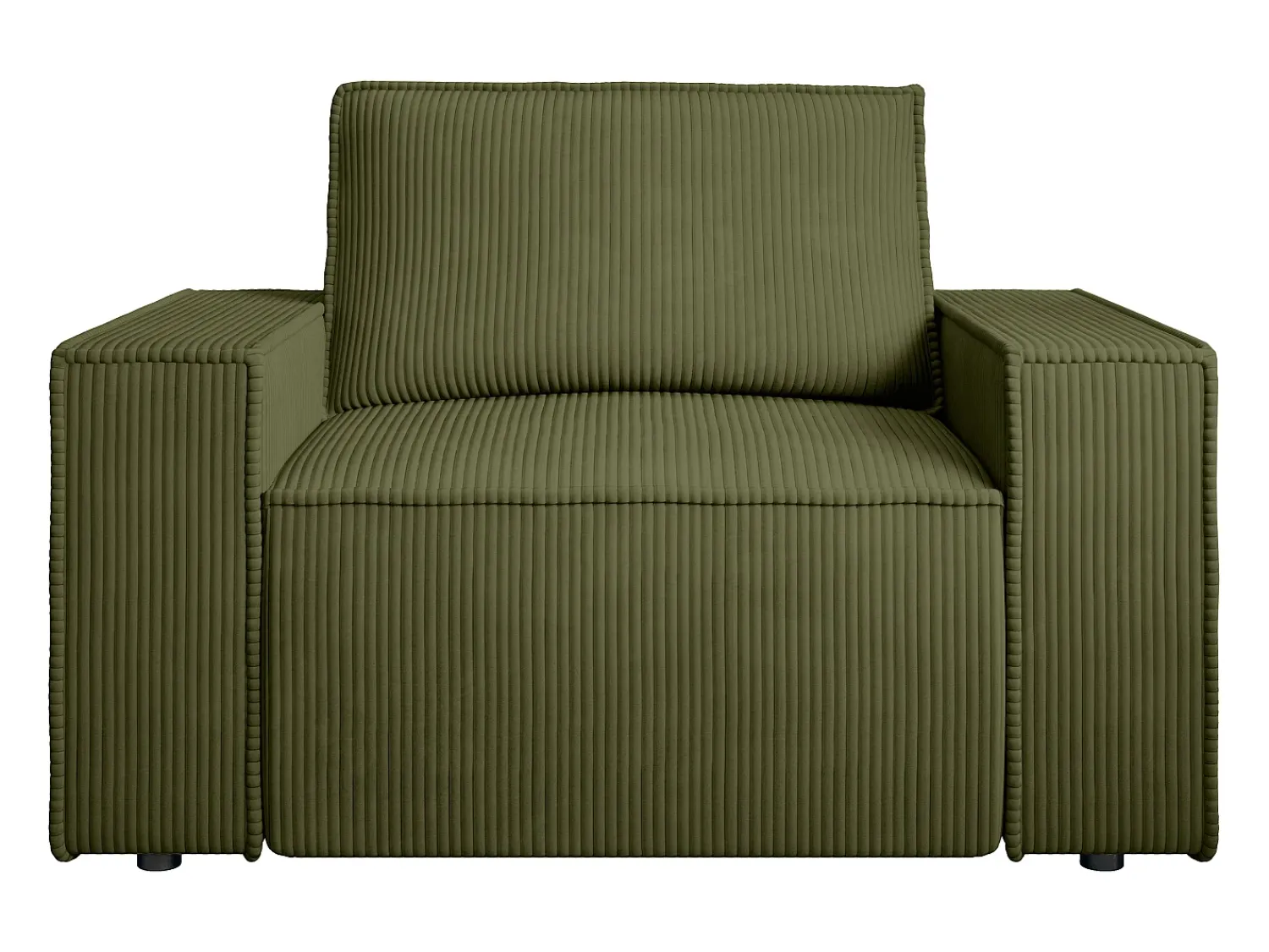 Hot Vente-unique Poltrona em veludo canelado verde oliva de estilo design AMELIA Caqui