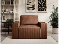 Poltrona*Vente-unique Poltrona em veludo canelado escura AMELIA Terracota