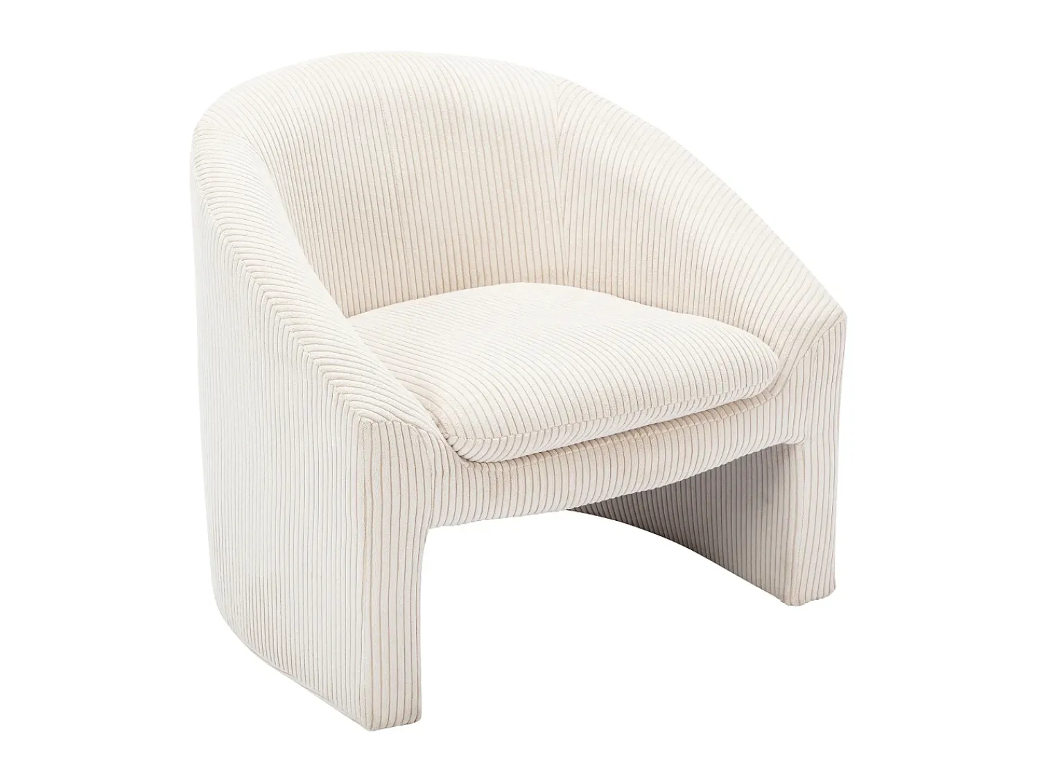 Vente-unique Poltrona em veludo canelado cor estilo design OSSANA Creme