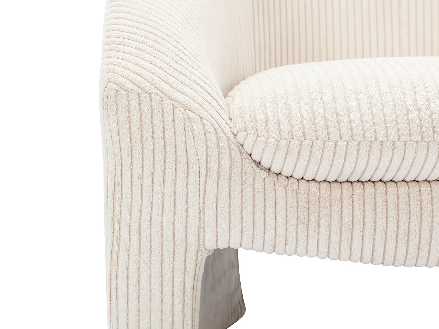 Vente-unique Poltrona em veludo canelado cor estilo design OSSANA Creme