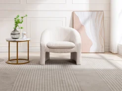 Vente-unique Poltrona em veludo canelado cor estilo design OSSANA Creme