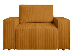 Poltrona*Vente-unique Poltrona em veludo canelado laranja-claro de estilo design AMELIA Laranja claro
