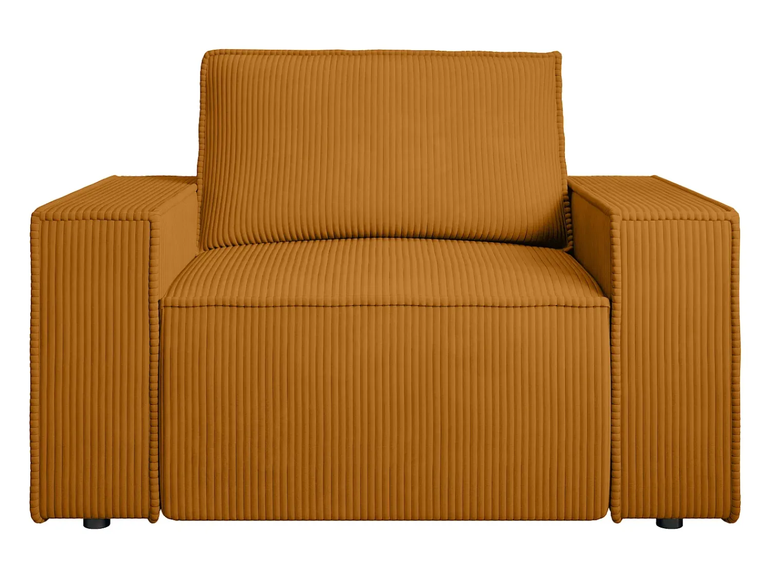 Poltrona*Vente-unique Poltrona em veludo canelado laranja-claro de estilo design AMELIA Laranja claro