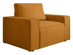 Poltrona*Vente-unique Poltrona em veludo canelado laranja-claro de estilo design AMELIA Laranja claro
