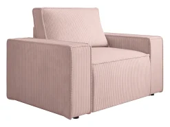 Poltrona*Vente-unique Poltrona em veludo canelado cor-de-rosa pó de estilo design AMELIA Rosa claro