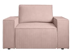 Poltrona*Vente-unique Poltrona em veludo canelado cor-de-rosa pó de estilo design AMELIA Rosa claro