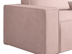 Poltrona*Vente-unique Poltrona em veludo canelado cor-de-rosa pó de estilo design AMELIA Rosa claro