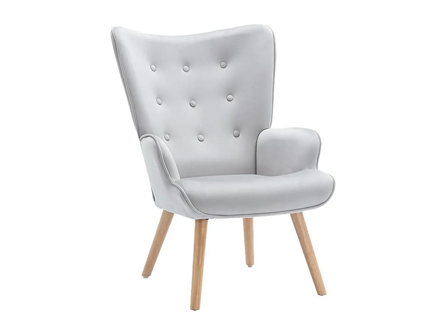 Vente-unique Poltrona em veludo cinza acolchoado. Estilo escandinavo. VATELY^ Poltrona