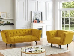 Sale Vente-unique Poltrona em veludo ocre - SAMANTHA II Amarelo