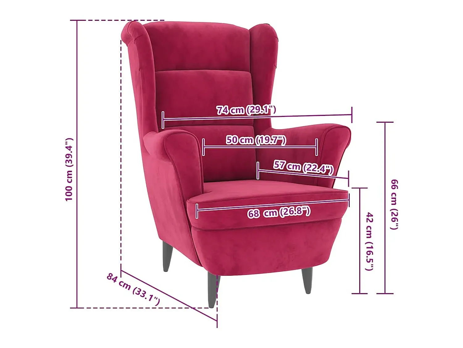 Best vidaxl Poltrona em veludo tinto Vermelho