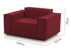 Poltrona|Talamo Italia Poltrona Emanuela, Poltrona de sala, 100% Made in Italy, Poltrona relaxante em tecido acolchoado, 140x95h70 cm, Vermelho