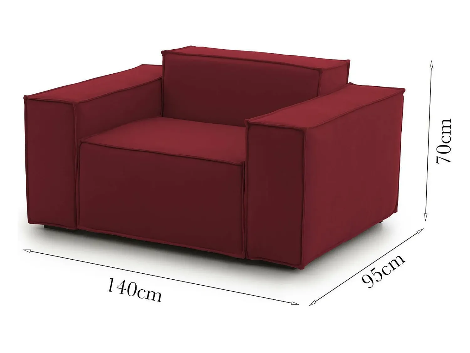 Poltrona|Talamo Italia Poltrona Emanuela, Poltrona de sala, 100% Made in Italy, Poltrona relaxante em tecido acolchoado, 140x95h70 cm, Vermelho