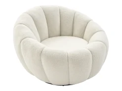Best Vente-unique Poltrona estilo concha giratória tecido bouclé COSSATO Branco