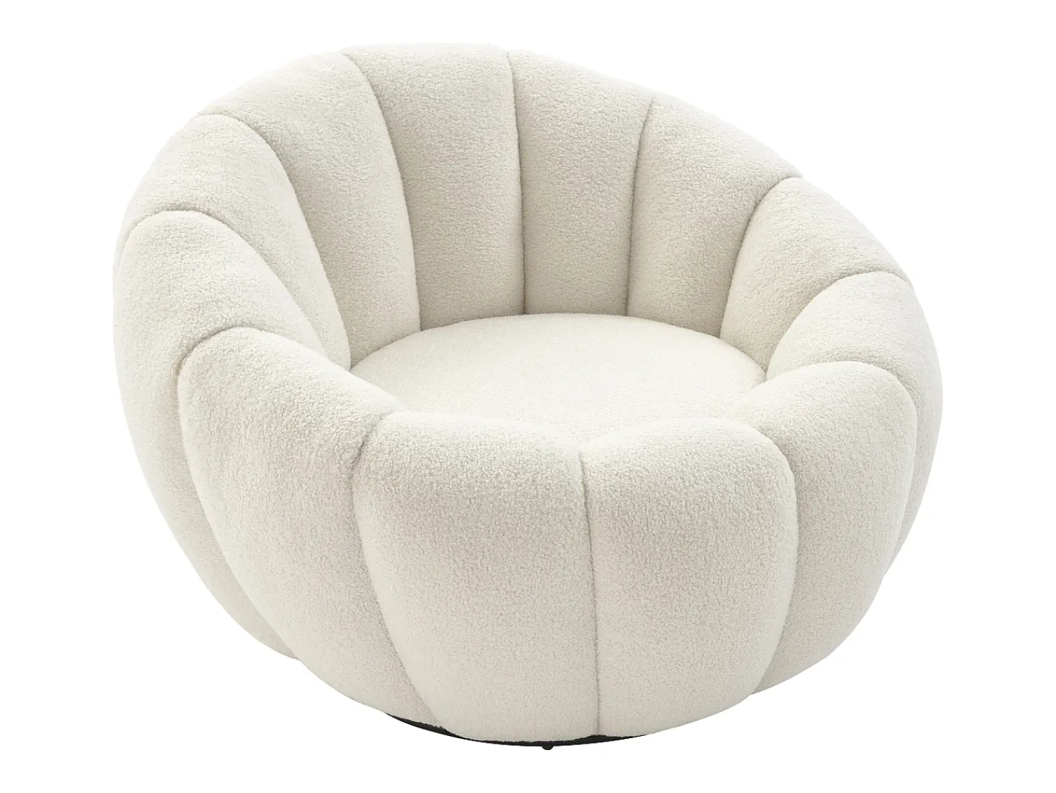 Best Vente-unique Poltrona estilo concha giratória tecido bouclé COSSATO Branco