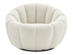 Best Vente-unique Poltrona estilo concha giratória tecido bouclé COSSATO Branco
