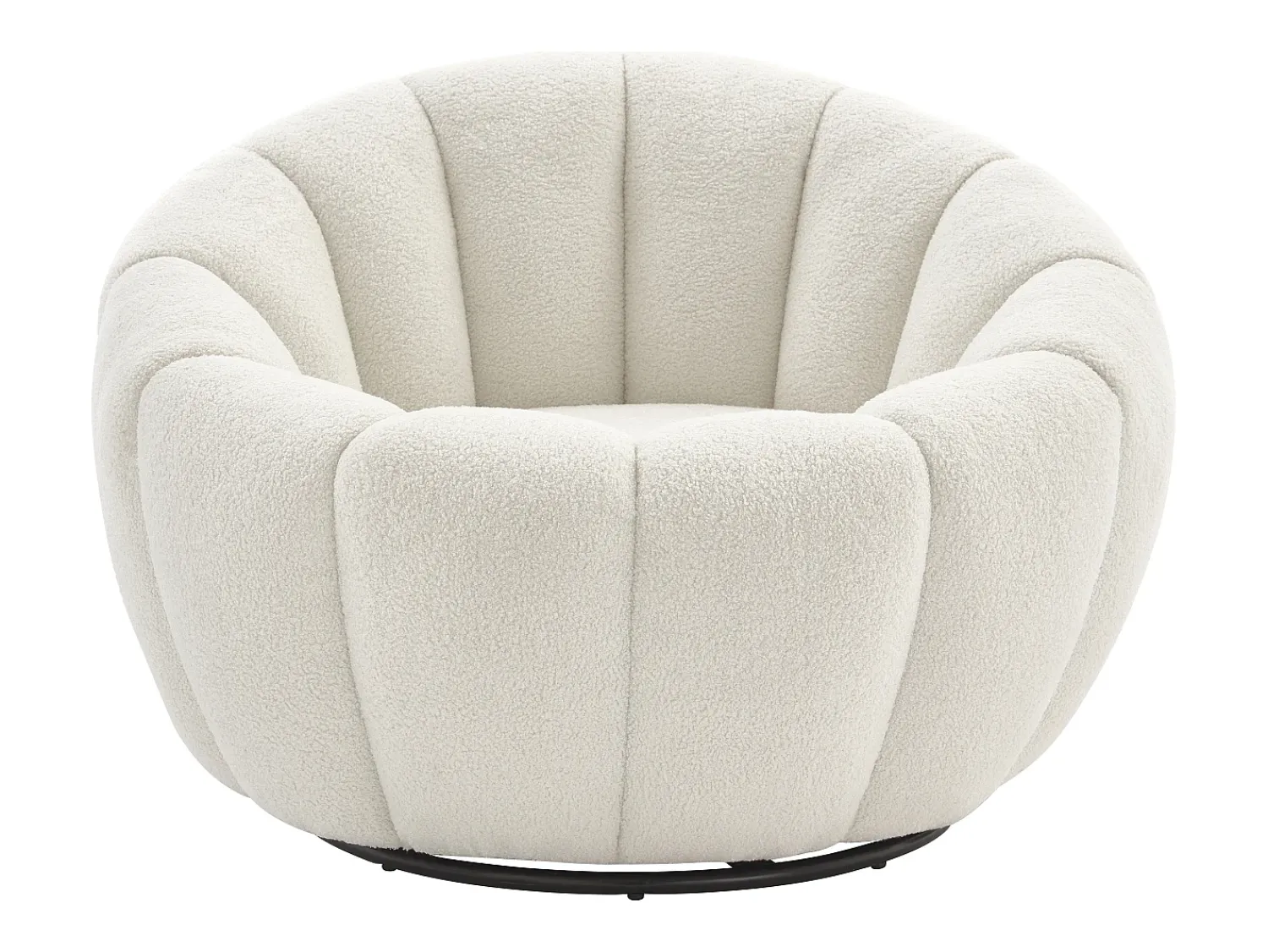 Best Vente-unique Poltrona estilo concha giratória tecido bouclé COSSATO Branco